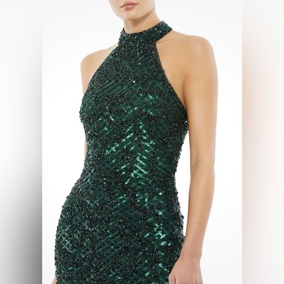 Mac Duggal Green Sequin Midi Dress - Picture 2 of 16
